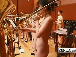 Nudist Japanese AV stars in the stark naked orchestra