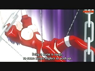 Dirty hentai nurse masturbates in from of a patient to cure him