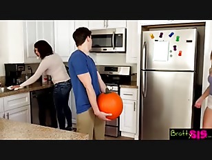 Step brother fucking his sister next to her mom