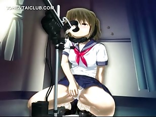 Anime cutie in uniform masturbating pussy