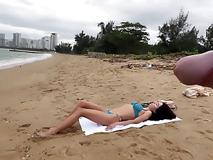 Babe Can I Cum On Your Tits? - Public Cock Flashing On The Beach