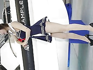 korean short hair girl in cosplay sailor carshow high heels