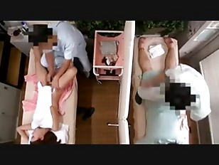 Japanese cheating wife during sex in massage beside husband