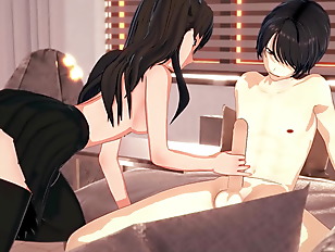 Tohsaka Rin does 69 before riding cock on the sofa - Fate/Stay Night Hentai.