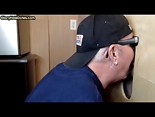 Gloryhole men enjoys sucking nice dick while jerking it off
