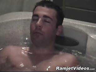 Dude jerks off his cock and stuffs anal beads in his asshole