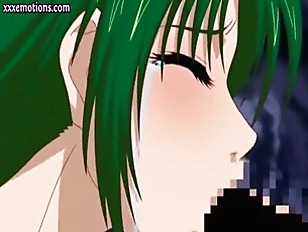 Anime with green hair gets anal