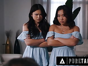 PURE TABOO Asian Stepsisters Lulu Chu &amp; Kimmy Kimm Fulfill Their Stepdad's Doppelganger Fantasy