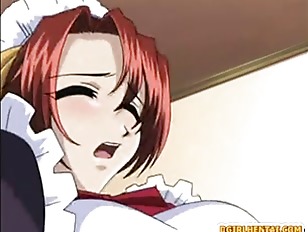 Two hentai maids dildoed eachothers and hot fucked by her master