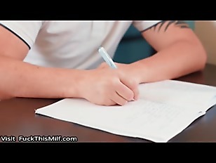 Shy teacher rewarding good student for excellent study