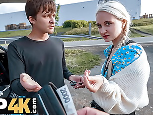 HUNT4K. Blonde babe was so sad so Hunter offered her fun and she loved to ride his big dick