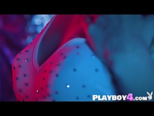 Stunning natural blonde MILF passion posing before hot striptease action