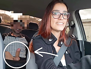 Dirtytalk porn video – Married woman and delivery driver catches passenger masturbating from behind!