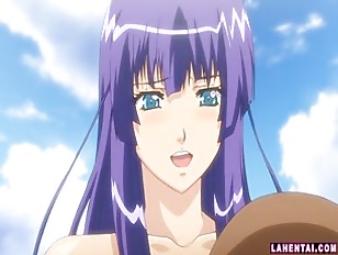 Hentai Anime Lesbian Beach - Big titted hentai babe in bikini fucked on the beach
