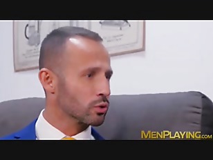 Businessmen enjoy champagne before sloppy blowjobs and anal