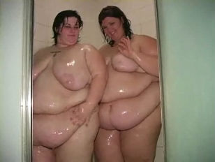 Plump Girls Shower - 2 Fat Slippery Girls playing in the shower