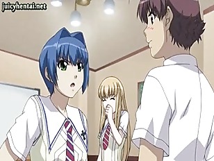 Teen anime gets milky boobs rubbed