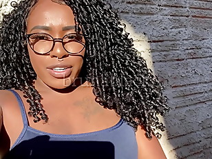 JOI - Young black girl enjoying herself while masturbating her creamy pussy in her backyard. BRUB