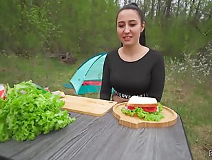 Hungry Stranger Provides His Dick in Exchange for a Sandwich - POV