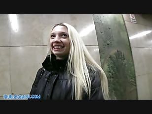 PublicAgent: Pale Skinny Mina stretches her pussy to take my big cock