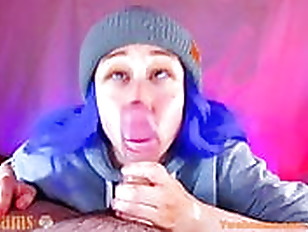 Sloppy deepthroat blowjob and ahegao face